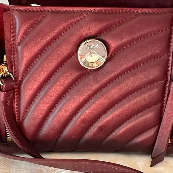 CHLOE MINI FAYE DAY BAG IN BURNT BROWN LEATHER